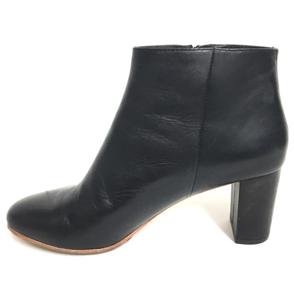 Loeffler Randall Ana-Va Block Heels Side Zip Leather Ankle Boots Black Size 6.5 - Picture 6 of 17